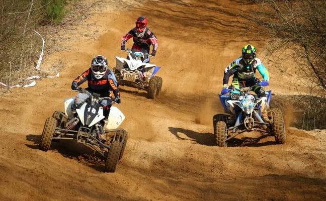 Motocross rider on a forest trail in Iron County, Wisconsin